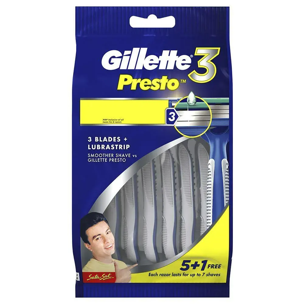 Gillette 3 Presto Smoother Shave Vs Gillette Presto 3 Blades Lubrastrip Buy 5 Get 1 Free