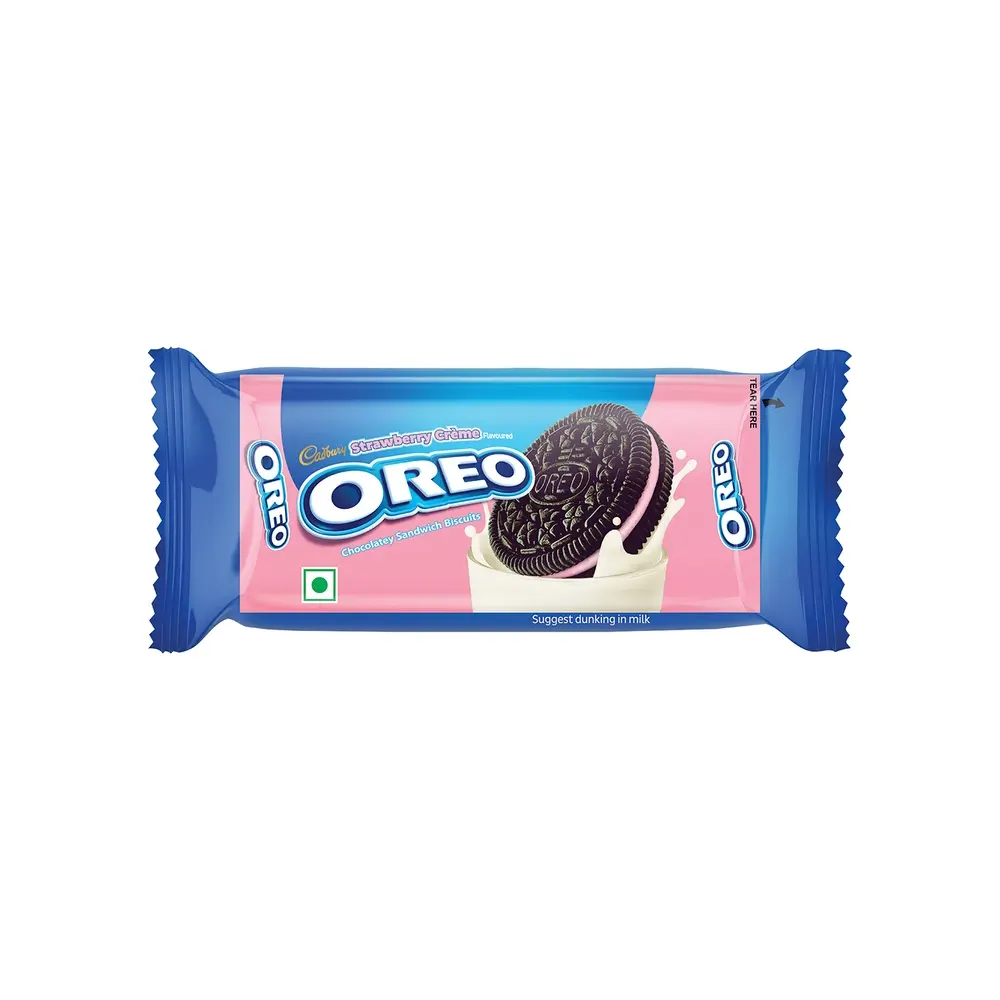 Cadbury Oreo Strawberry Creme Chocolatey Sandwich Biscuits 38.75G