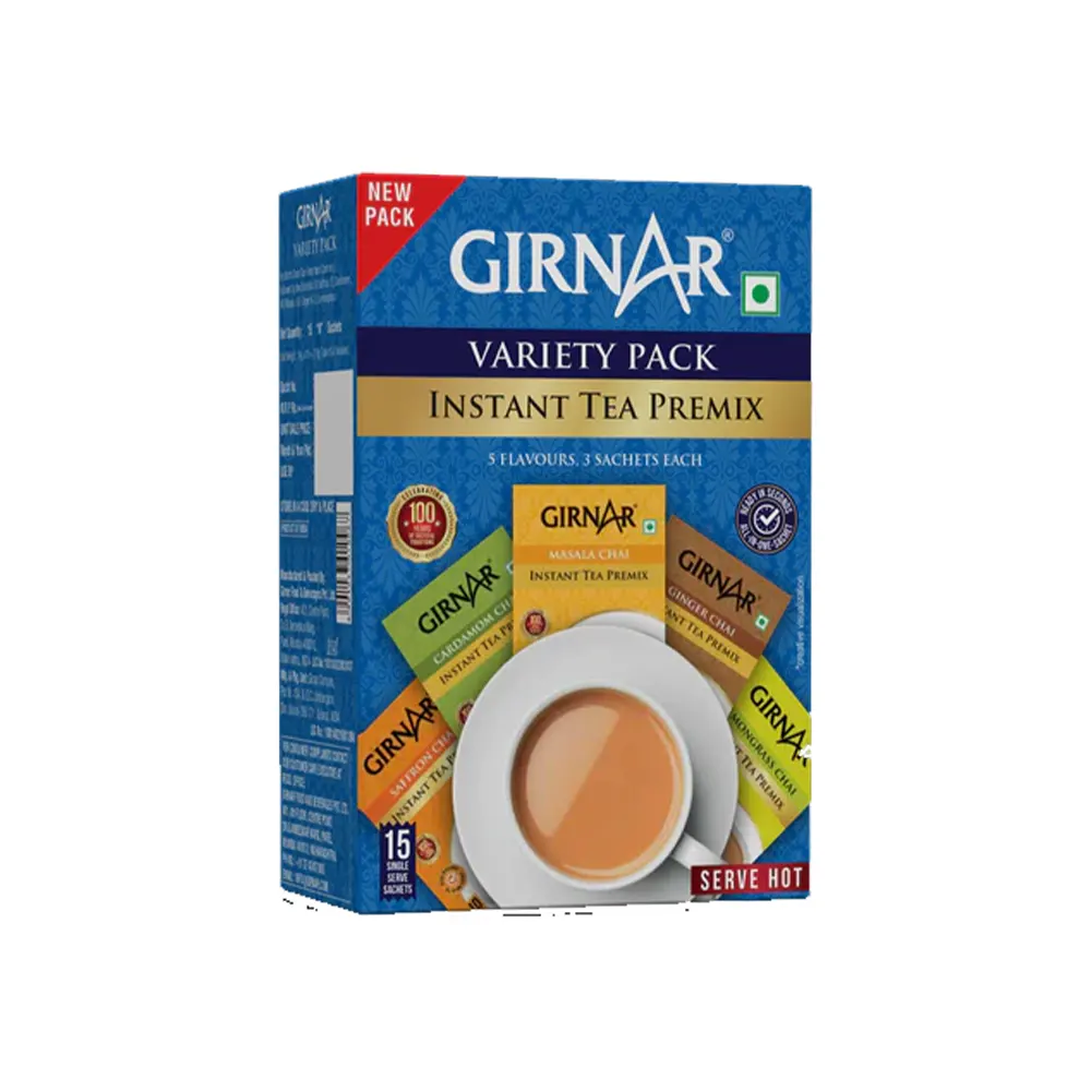 Girnar Variety Pack Instant Tea Premix Cardamom Masala And Ginger 3 Flavours 12 * 14G