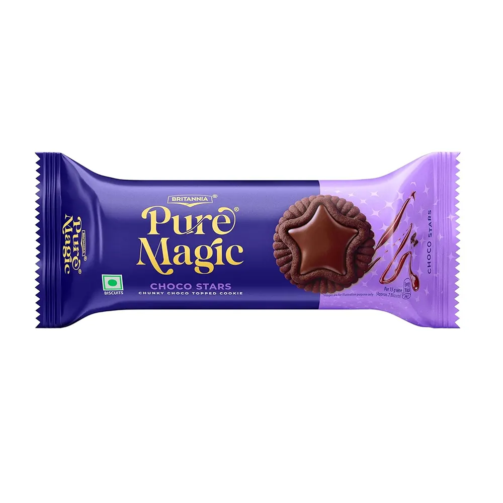 Britannia Pure Magic Choco Stars Chunky Chocolate Topped Cookie 68.9G