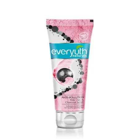 Zydus Wellness Everyuth Naturals Anti-Pollution Pink Clay & Charcoal Scrub Paraben Free 50G