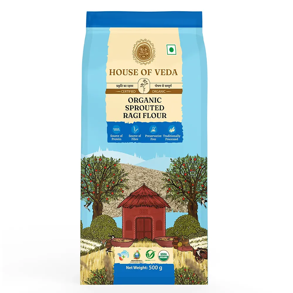 House Of Veda Organic Sprouted Ragi Flour 500G