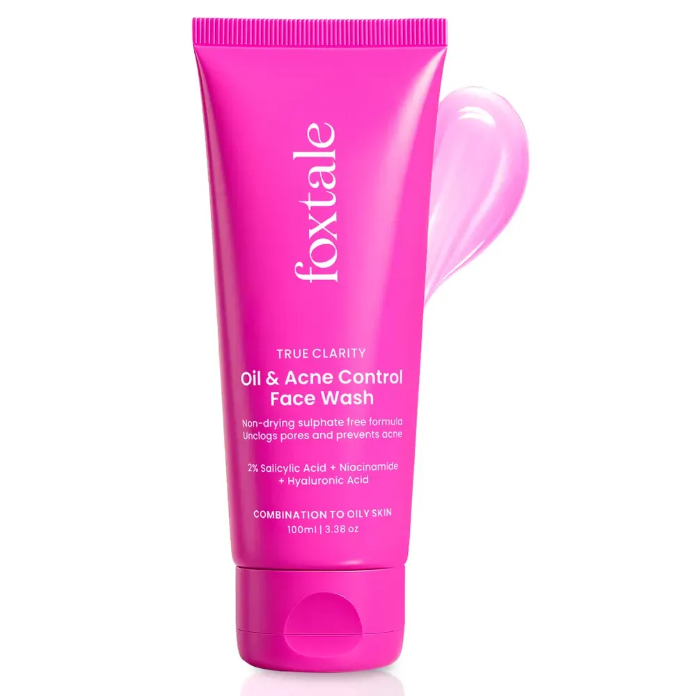 Foxtale True Clarity Oil And Acne Control Face Wash 2% Salicylic Acid Combination To Oily Skin 100Ml