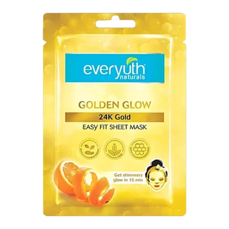 Zydus Wellness Everyuth Naturals Golden Glow 24K Gold Easy Fit Sheet Mask 1Set