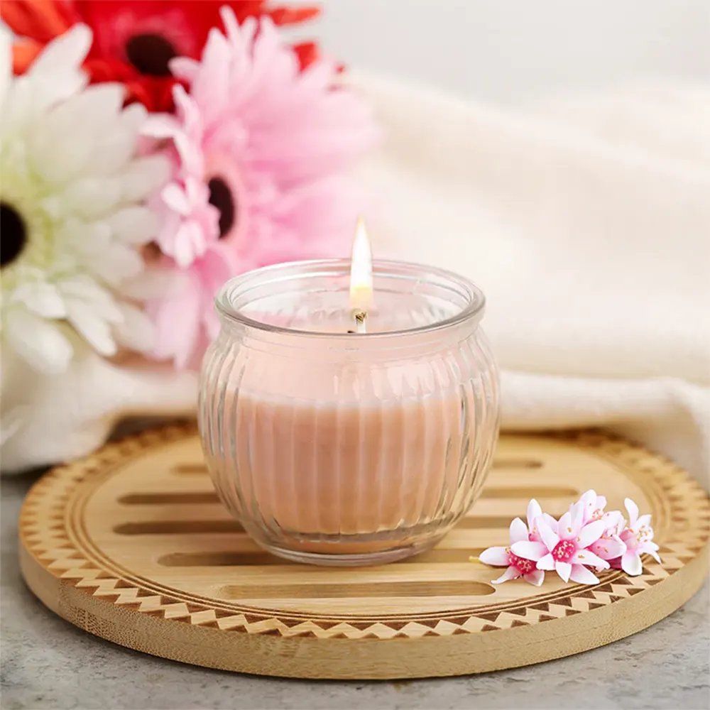 Iris Home Fragrances Ribbed Jar Candle Peach Pomegranate 110G
