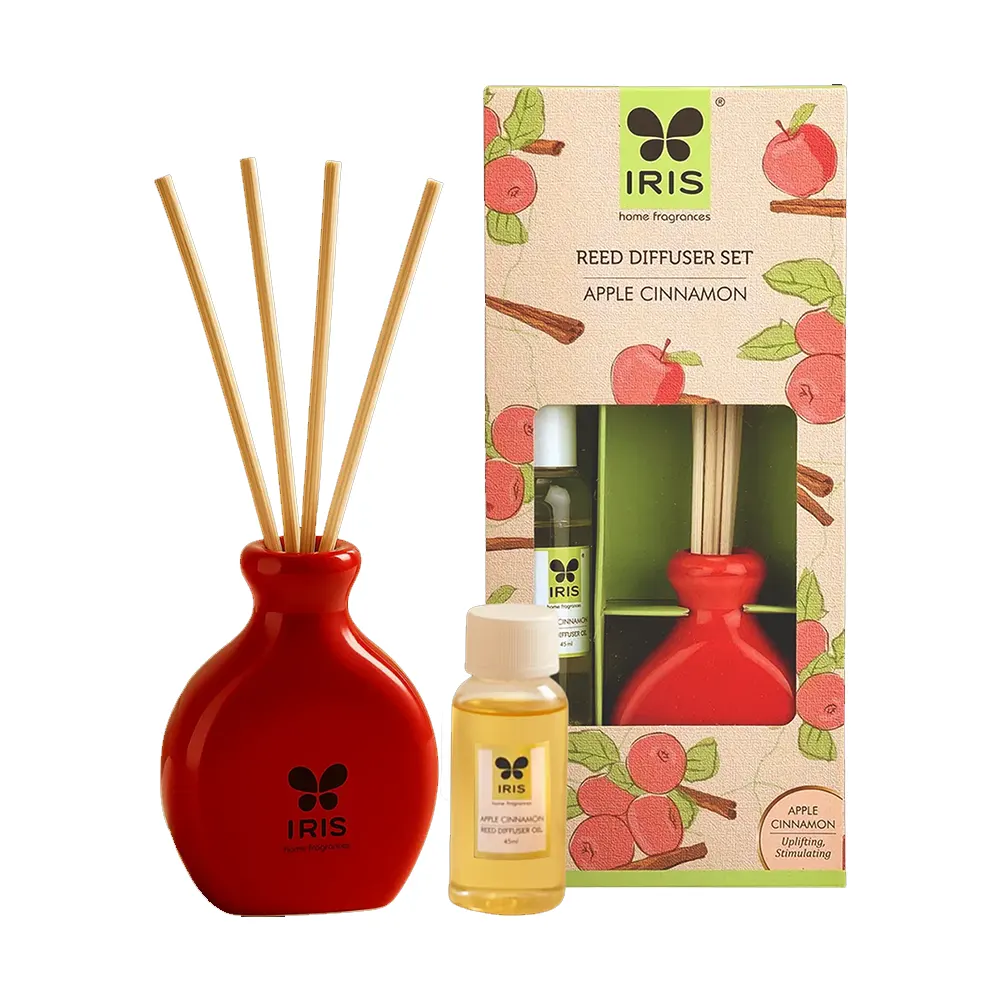 Iris Home Fragrances Reed Diffuser Oil Set Apple Cinnamon Uplifting Stimulating 1N