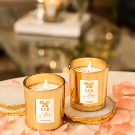 Iris Home Fragrances Glitter Voltive Candle Gold Musk Pack Of 2 * 128G