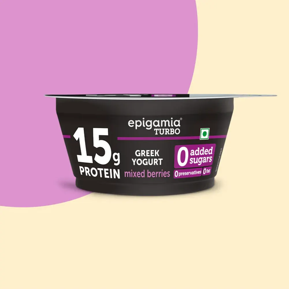 Epigamia Turbo 15G Protein Greek Yogurt Mixed Berries 0 Added Sugar 140G