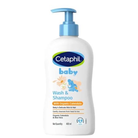CETAPHIL BABY WASH AND SHAMPOO WITH ORGANIC CELENDULA AND ALOE VERA BABY DELICATE SKIN AND HAIR 400ML