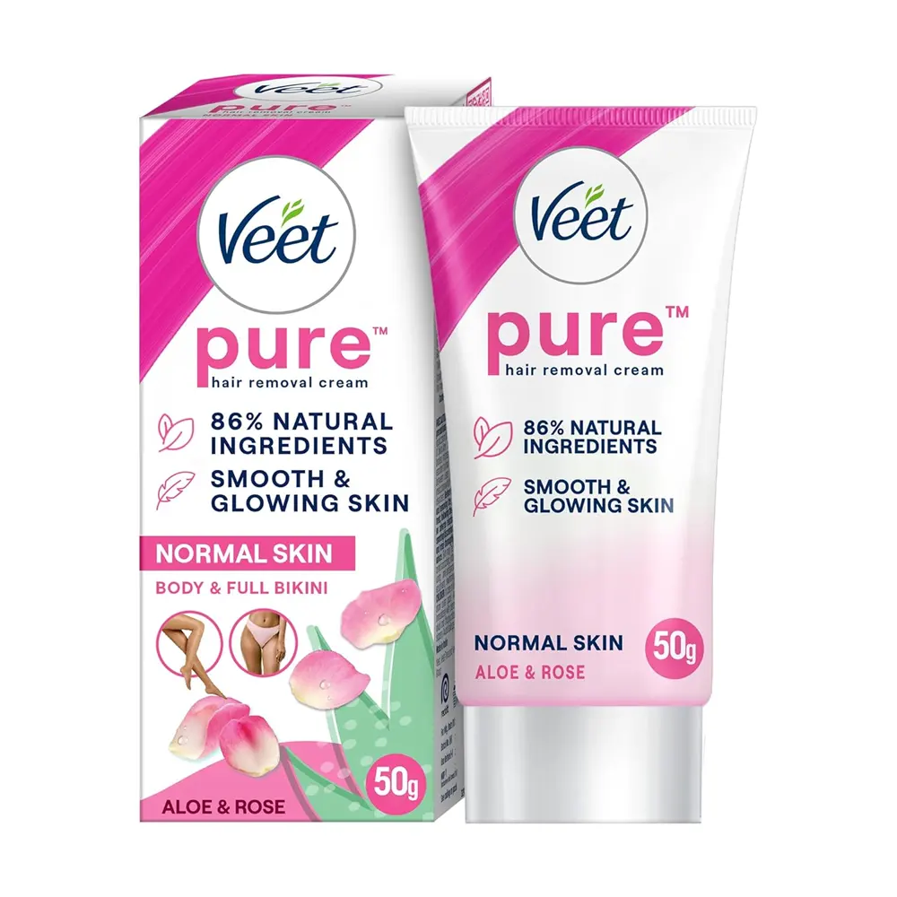 VEET PURE HAIR REMOVAL CREAM ORGANIC ALOE VERA AND ROSE EXTRACTS DRY TO NORMAL SKIN 30 + 20= 50G